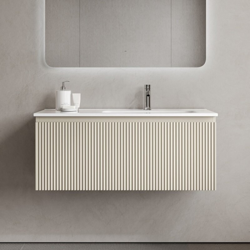 Тумба под раковину Sancos SNOB R 1.0, SNR1.0100LCE, 100 см, подвесная, чаша левая, Beige Soft