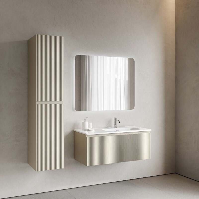Тумба под раковину Sancos SNOB R 1.0, SNR1.0100LCE, 100 см, подвесная, чаша левая, Beige Soft