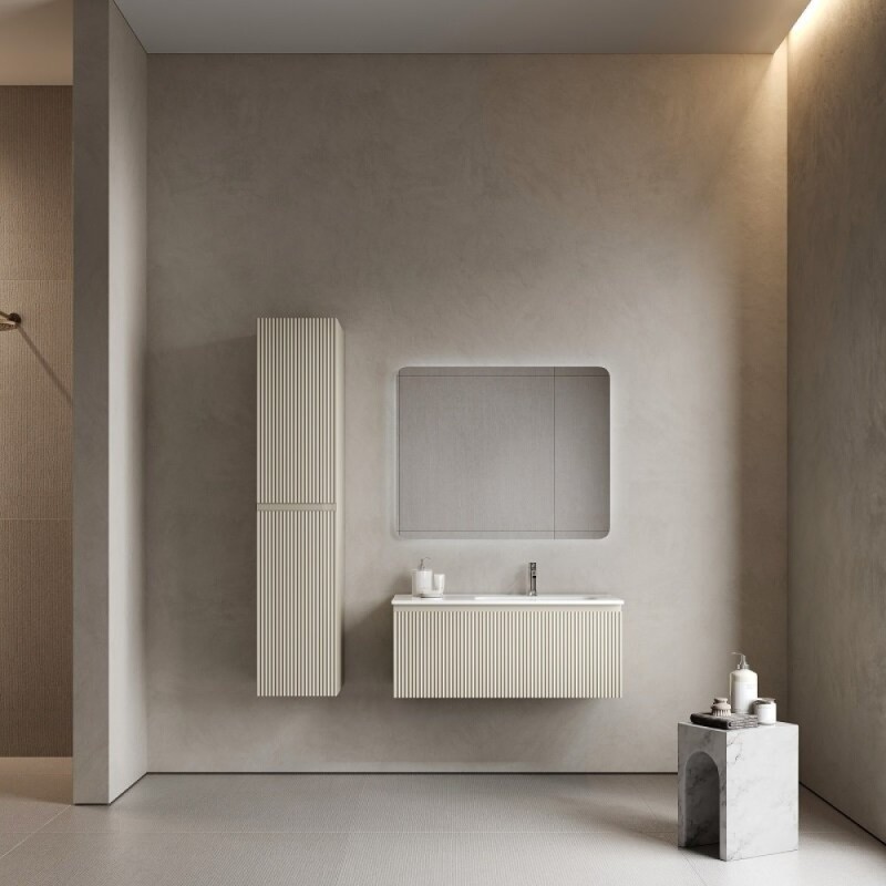 Тумба под раковину Sancos SNOB R 1.0, SNR1.0100LCE, 100 см, подвесная, чаша левая, Beige Soft