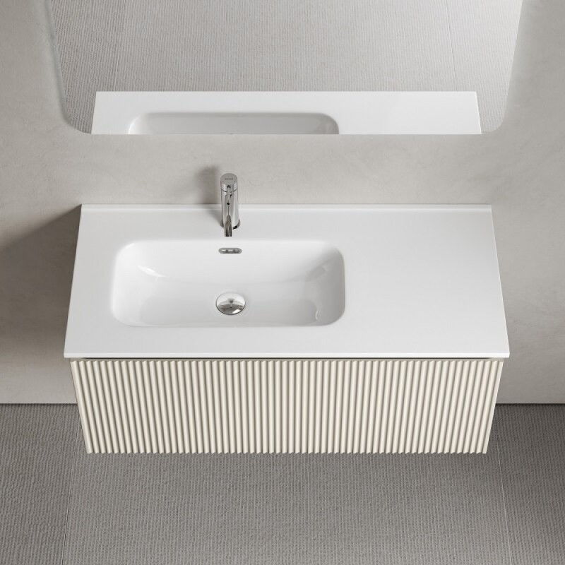 Тумба под раковину Sancos SNOB R 1.0, SNR1.0100LCE, 100 см, подвесная, чаша левая, Beige Soft