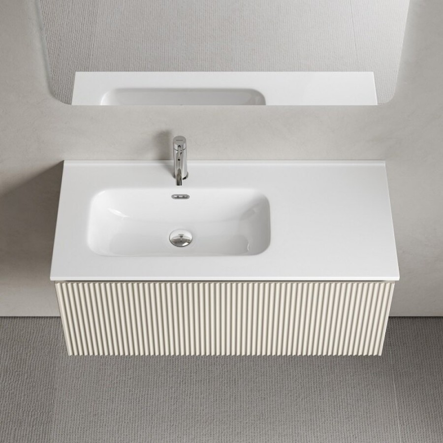 Тумба под раковину Sancos SNOB R 1.0, SNR1.0100LCE, 100 см, подвесная, чаша левая, Beige Soft
