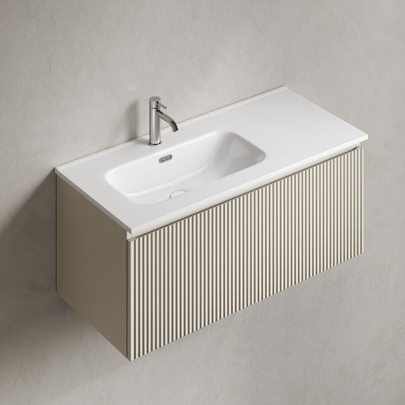 Тумба под раковину Sancos SNOB R 1.0, SNR1.0100RCE, 100 см, подвесная, чаша правая, Beige Soft