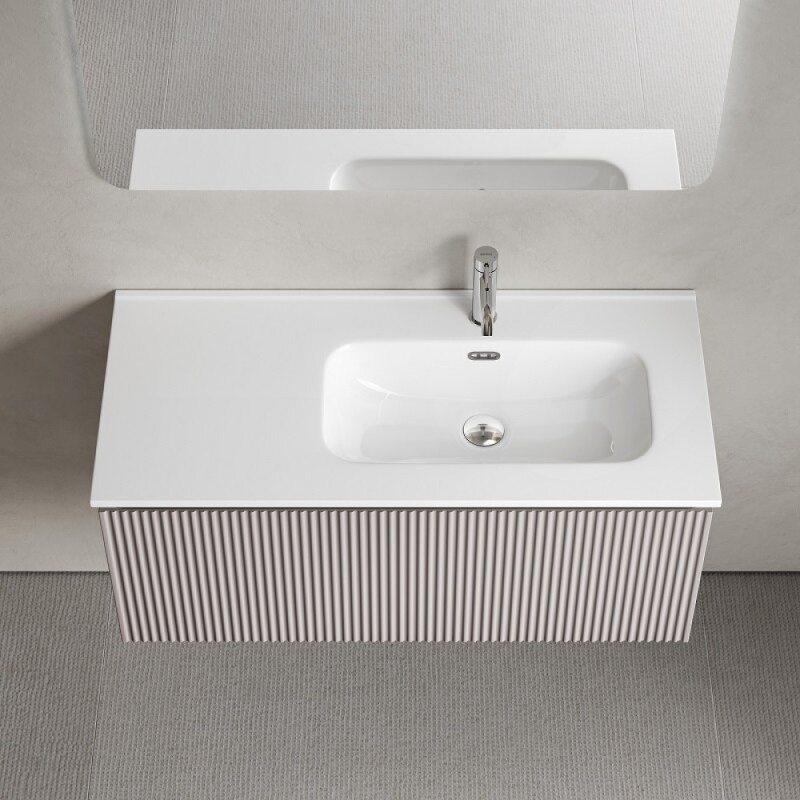 Тумба под раковину Sancos SNOB R 1.0, SNR1.0100LSM, 100 см, подвесная, чаша левая, Doha Soft