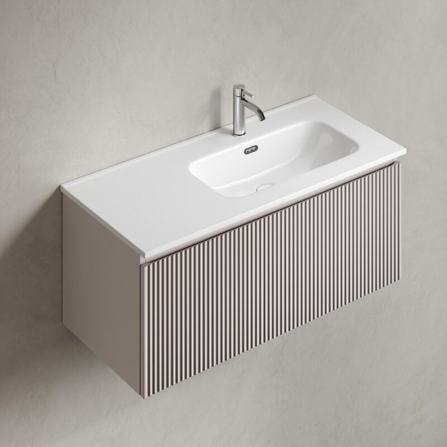 Тумба под раковину Sancos SNOB R 1.0, SNR1.0100LSM, 100 см, подвесная, чаша левая, Doha Soft