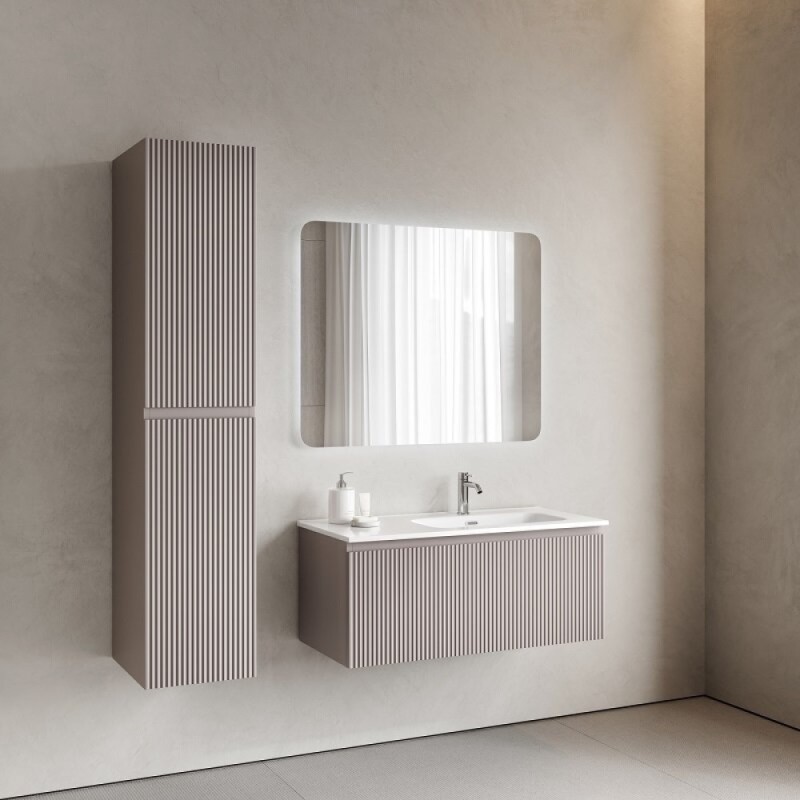 Тумба под раковину Sancos SNOB R 1.0, SNR1.0100LSM, 100 см, подвесная, чаша левая, Doha Soft