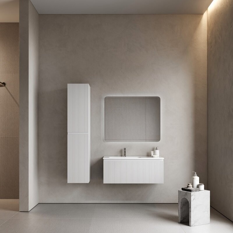 Тумба под раковину Sancos SNOB R 1.0, SNR1.0100LW, 100 см, подвесная, чаша левая, Bianco