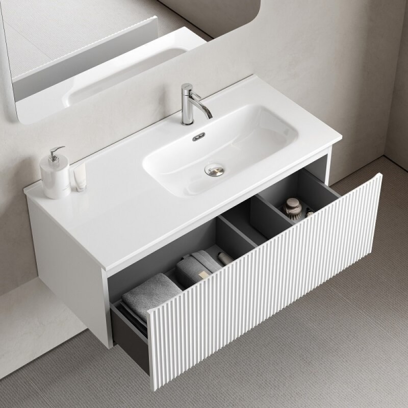 Тумба под раковину Sancos SNOB R 1.0, SNR1.0100RW, 100 см, подвесная, чаша правая, Bianco