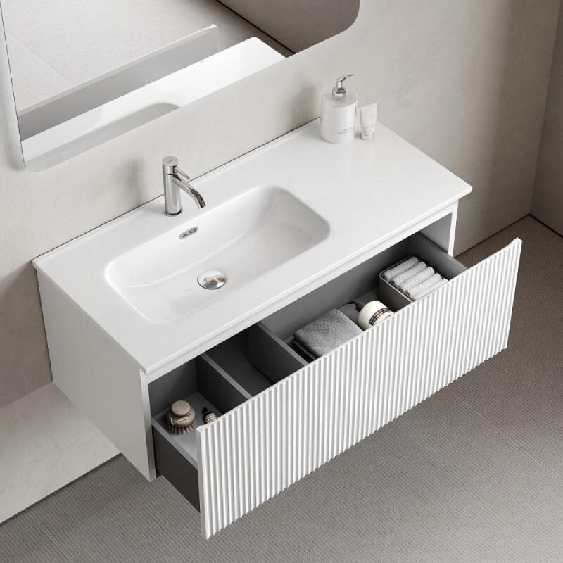 Тумба под раковину Sancos SNOB R 1.0, SNR1.0100LW, 100 см, подвесная, чаша левая, Bianco