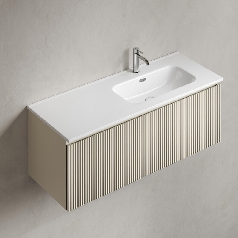 Тумба под раковину Sancos SNOB R 1.0, SNR1.0120RCE, 120 см, подвесная, чаша правая, Beige Soft