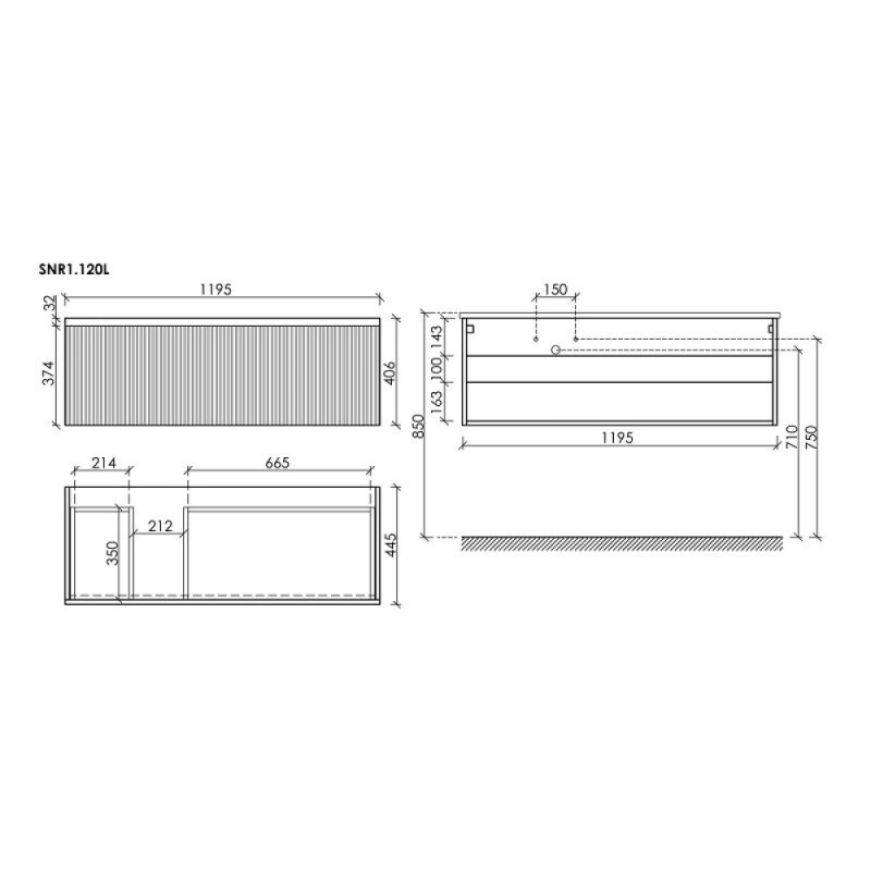 Тумба под раковину Sancos SNOB R 1.0, SNR1.0120RCE, 120 см, подвесная, чаша правая, Beige Soft