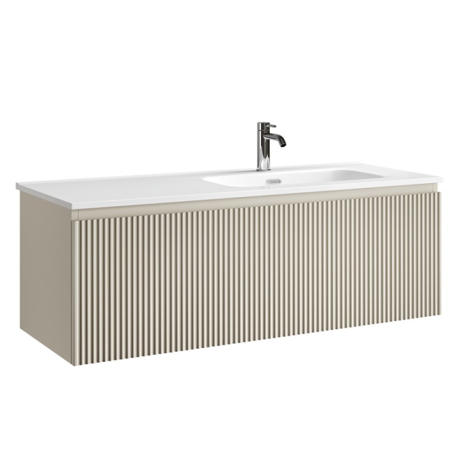 Тумба под раковину Sancos SNOB R 1.0, SNR1.0120LCE, 120 см, подвесная, чаша левая, Beige Soft