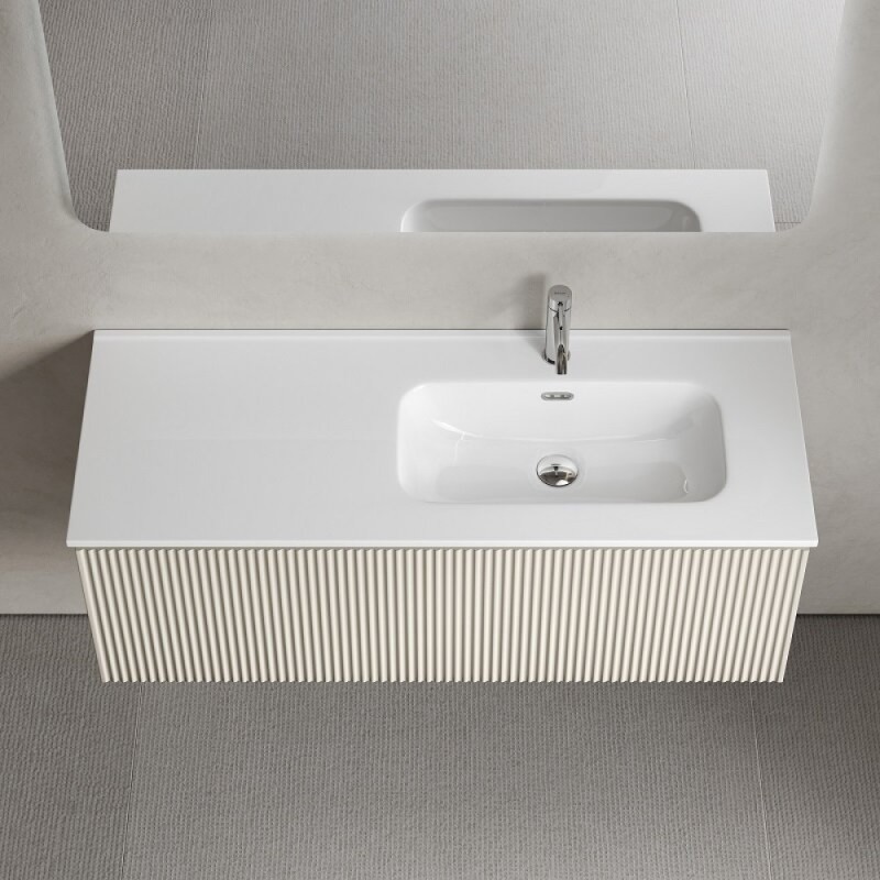 Тумба под раковину Sancos SNOB R 1.0, SNR1.0120LCE, 120 см, подвесная, чаша левая, Beige Soft