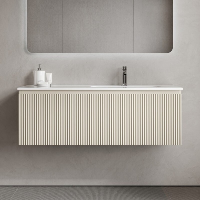 Тумба под раковину Sancos SNOB R 1.0, SNR1.0120RCE, 120 см, подвесная, чаша правая, Beige Soft