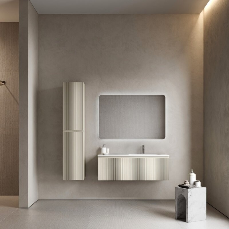 Тумба под раковину Sancos SNOB R 1.0, SNR1.0120RCE, 120 см, подвесная, чаша правая, Beige Soft