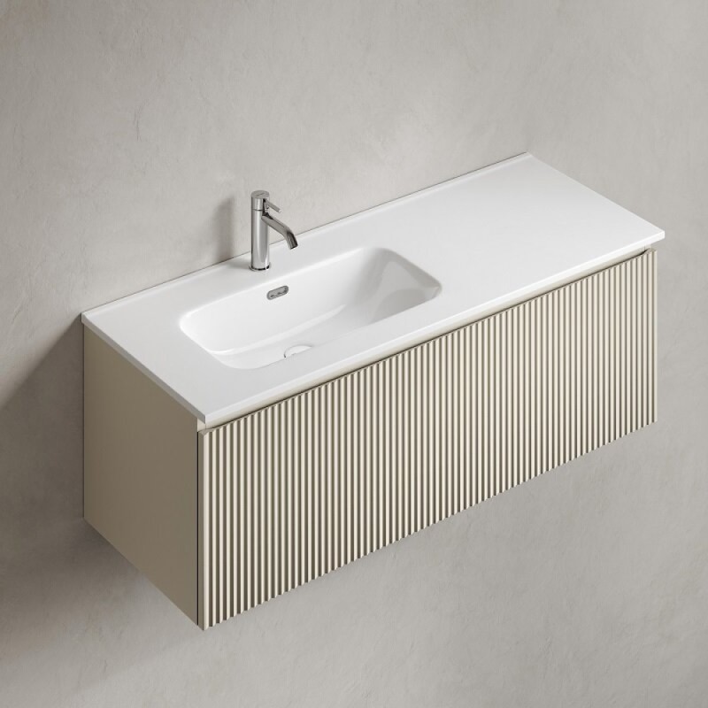 Тумба под раковину Sancos SNOB R 1.0, SNR1.0120LCE, 120 см, подвесная, чаша левая, Beige Soft