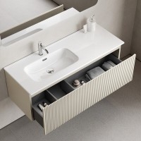 Тумба под раковину Sancos SNOB R 1.0, SNR1.0120LCE, 120 см, подвесная, чаша левая, Beige Soft
