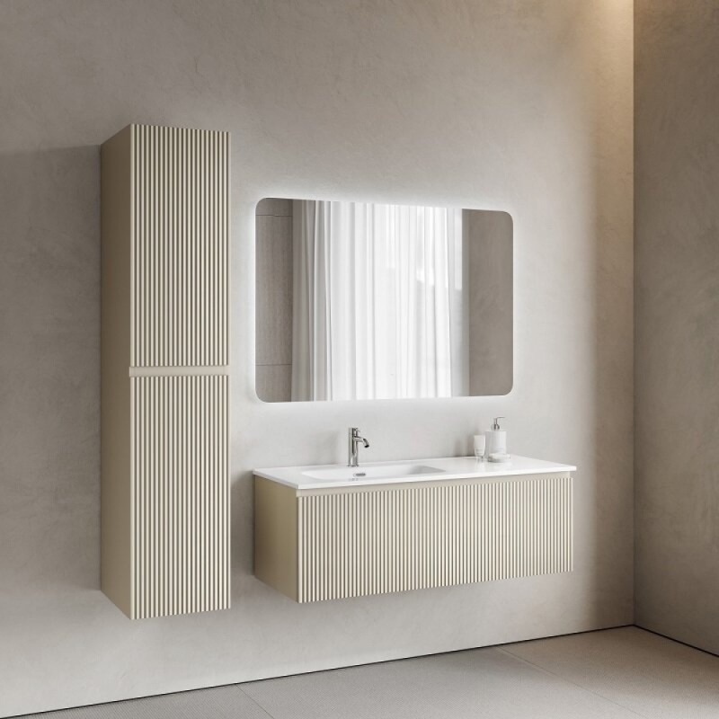 Тумба под раковину Sancos SNOB R 1.0, SNR1.0120RCE, 120 см, подвесная, чаша правая, Beige Soft