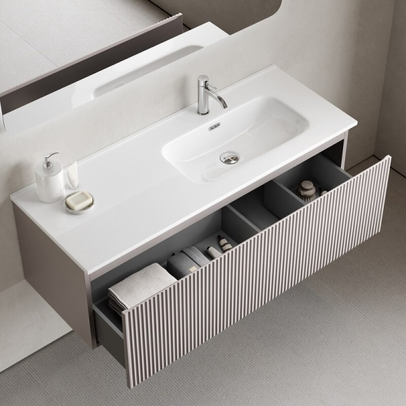 Тумба под раковину Sancos SNOB R 1.0, SNR1.0120LSM, 120 см, подвесная, чаша левая, Doha Soft