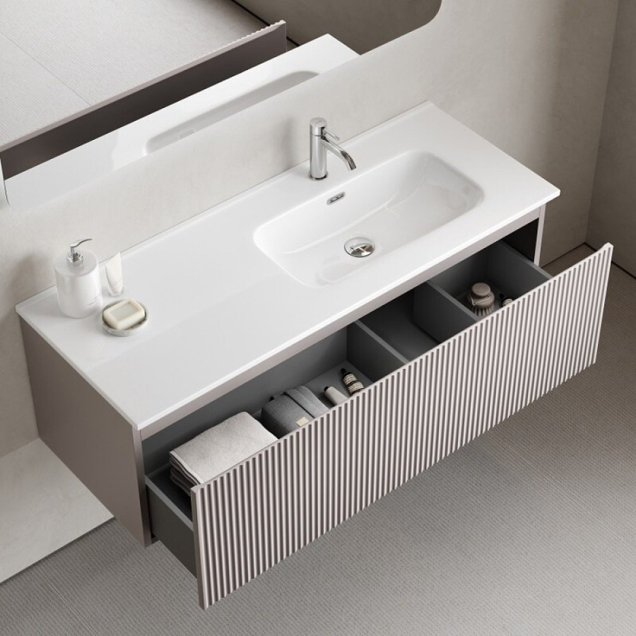 Тумба под раковину Sancos SNOB R 1.0, SNR1.0120LSM, 120 см, подвесная, чаша левая, Doha Soft