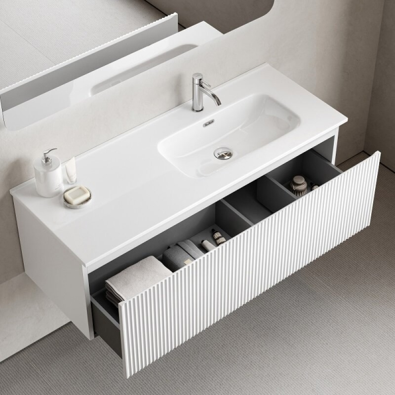 Тумба под раковину Sancos SNOB R 1.0, SNR1.0120LW, 120 см, подвесная, чаша левая, Bianco