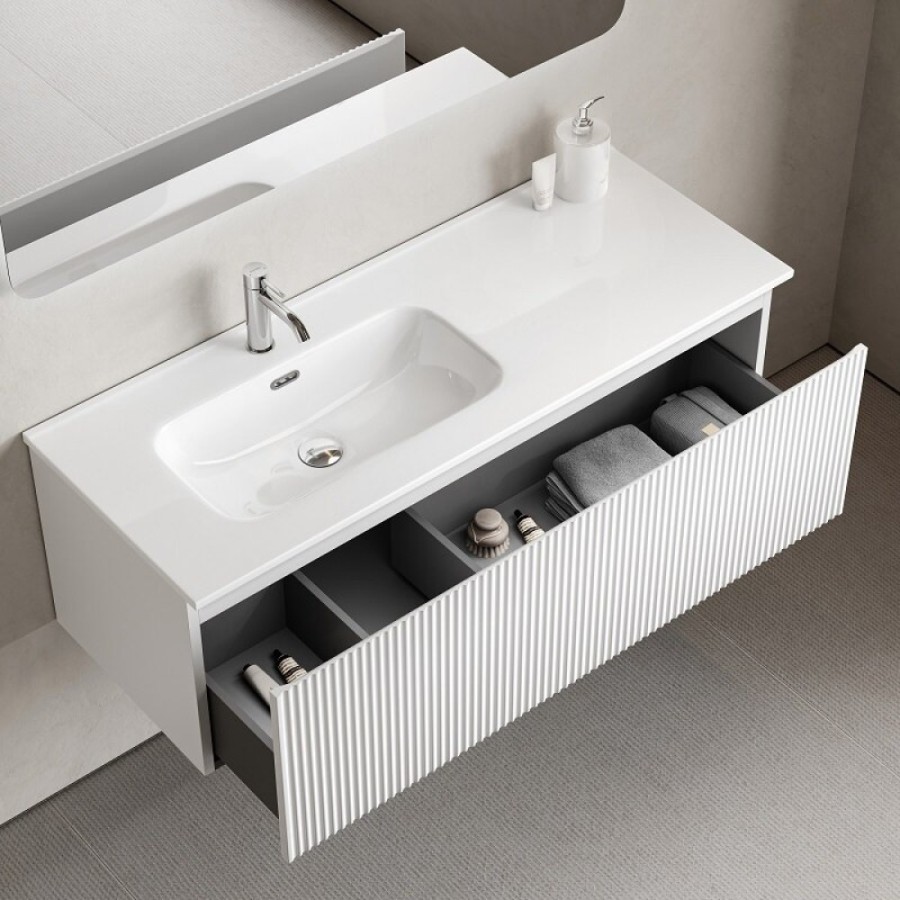 Тумба под раковину Sancos SNOB R 1.0, SNR1.0120RW, 120 см, подвесная, чаша правая, Bianco