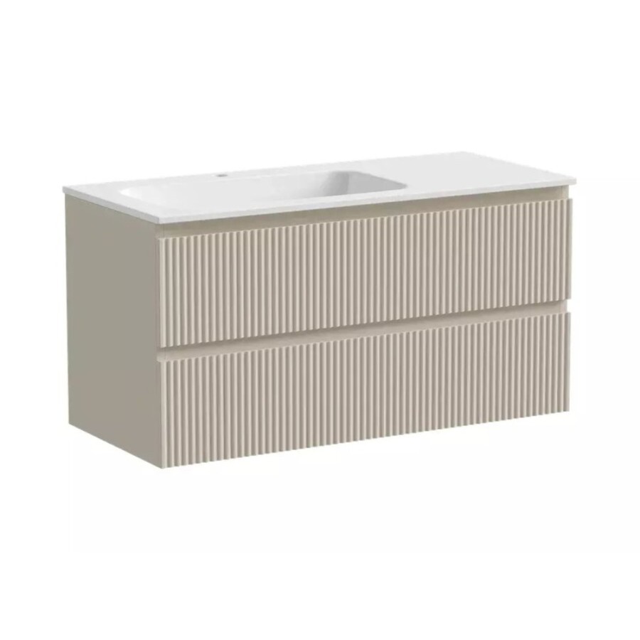 Тумба под раковину Sancos Snob R 100 см подвесная, левая, Beige Soft, SNR100LCE