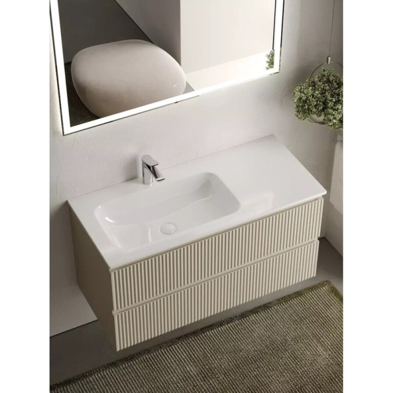 Тумба под раковину Sancos Snob R 100 см подвесная, левая, Beige Soft, SNR100LCE