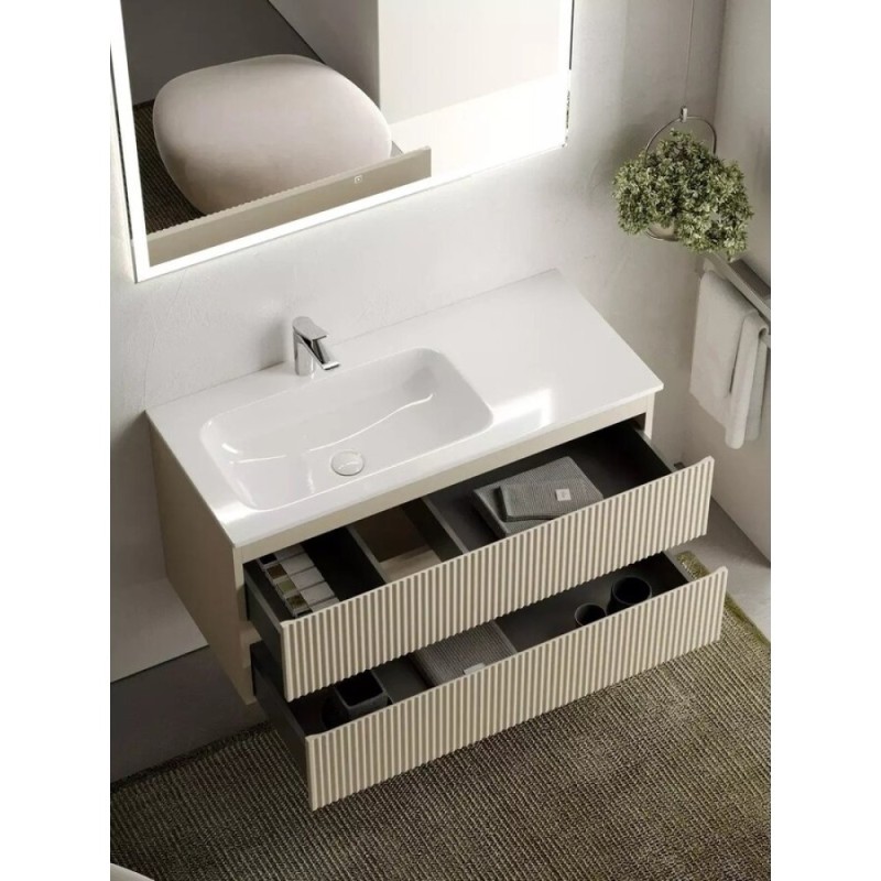 Тумба под раковину Sancos Snob R 100 см подвесная, левая, Beige Soft, SNR100LCE
