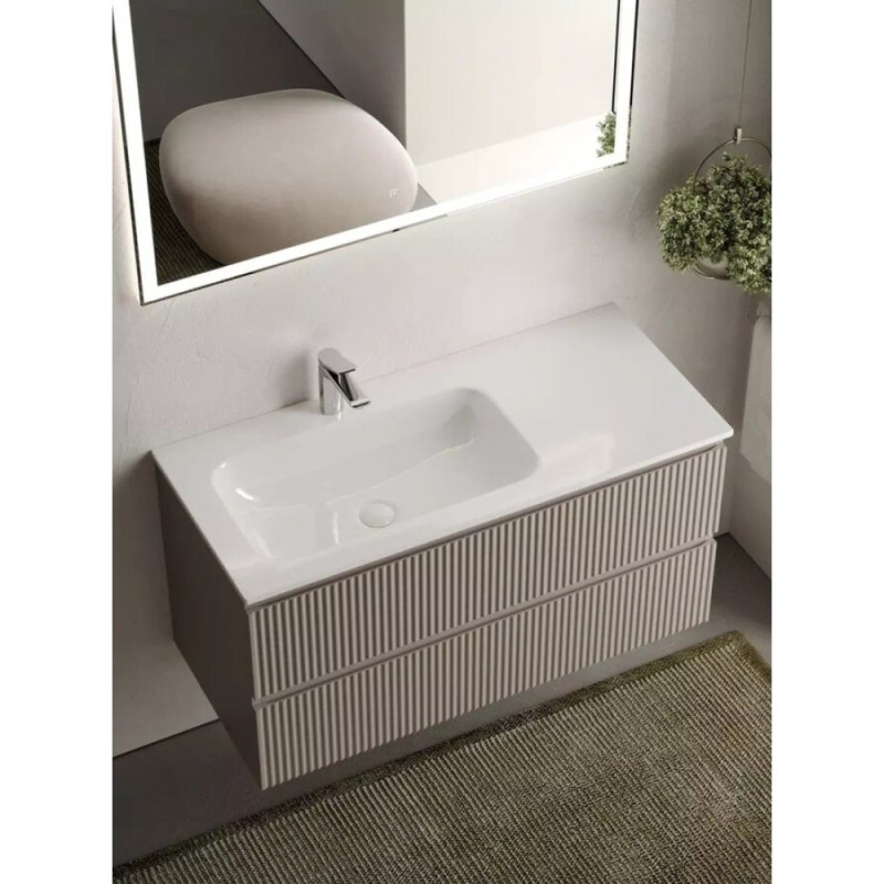 Тумба под раковину Sancos Snob R 100 см подвесная, левая, Doha Soft, SNR100LSM