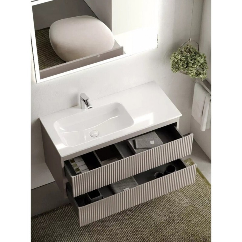 Тумба под раковину Sancos Snob R 100 см подвесная, левая, Doha Soft, SNR100LSM