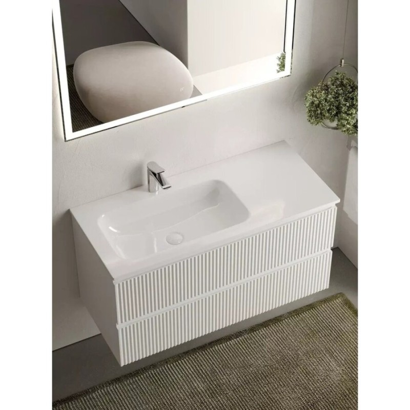 Тумба под раковину Sancos Snob R 100 см подвесная, левая, Bianco, SNR100LW