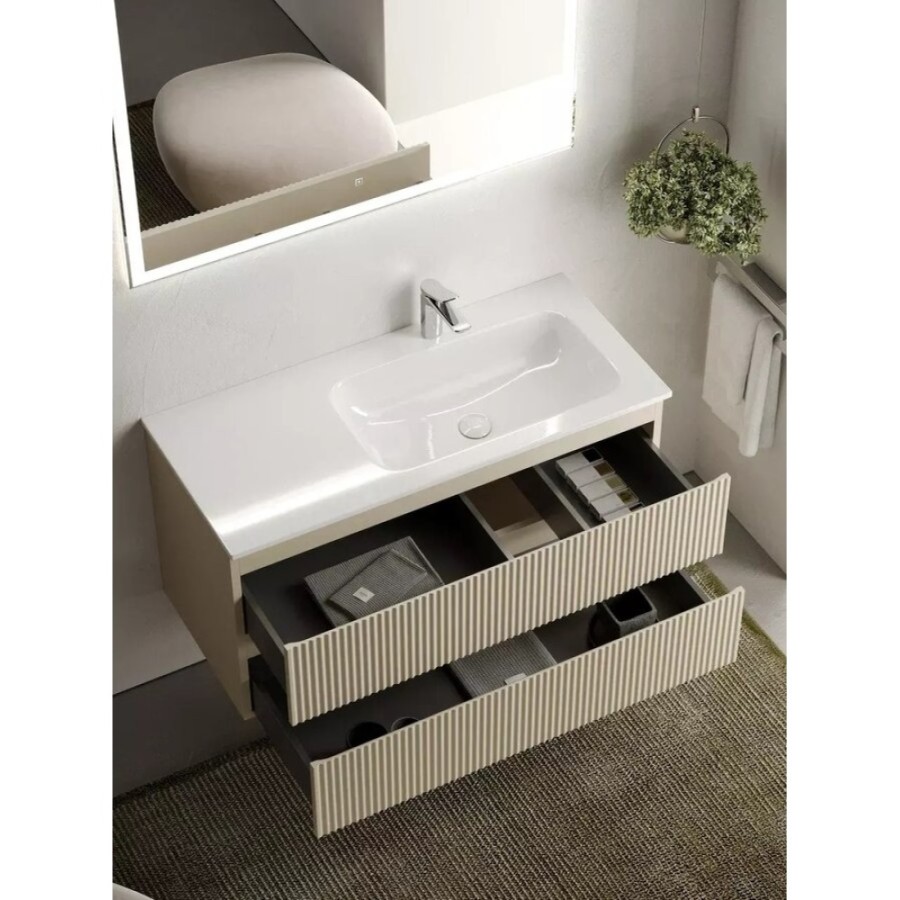 Тумба под раковину Sancos Snob R 100 см подвесная, правая, Beige Soft, SNR100RCE