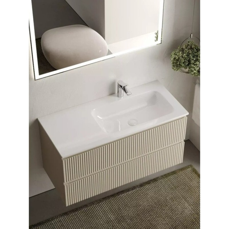 Тумба под раковину Sancos Snob R 100 см подвесная, правая, Beige Soft, SNR100RCE