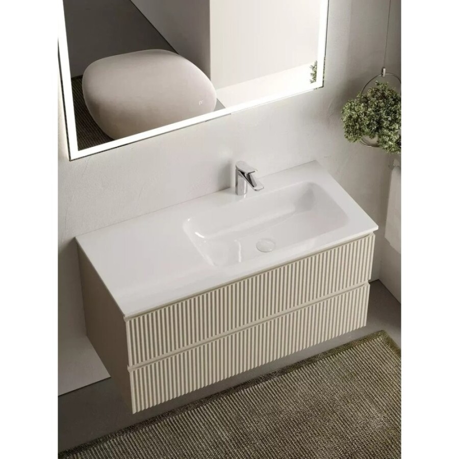 Тумба под раковину Sancos Snob R 100 см подвесная, правая, Beige Soft, SNR100RCE