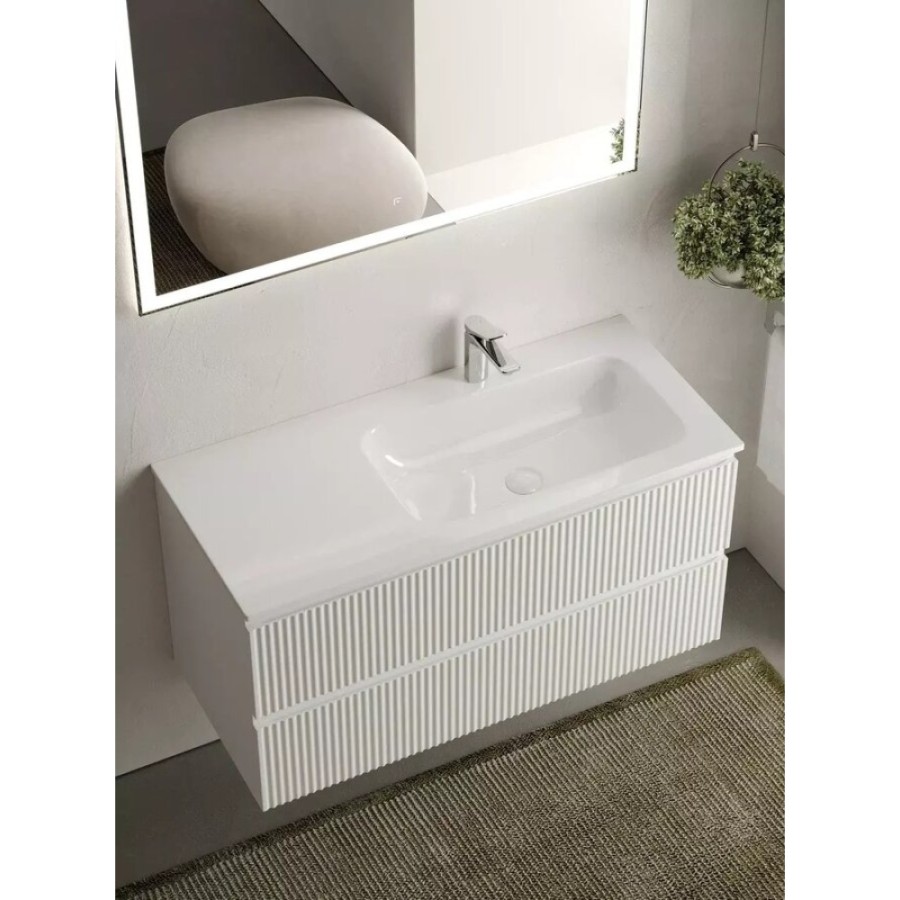 Тумба под раковину Sancos Snob R 100 см подвесная, правая, Bianco, SNR100RW