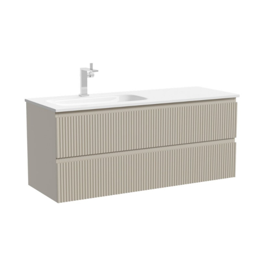 Тумба под раковину Sancos Snob R SNR120LCE, 120 см подвесная, Beige Soft, левая