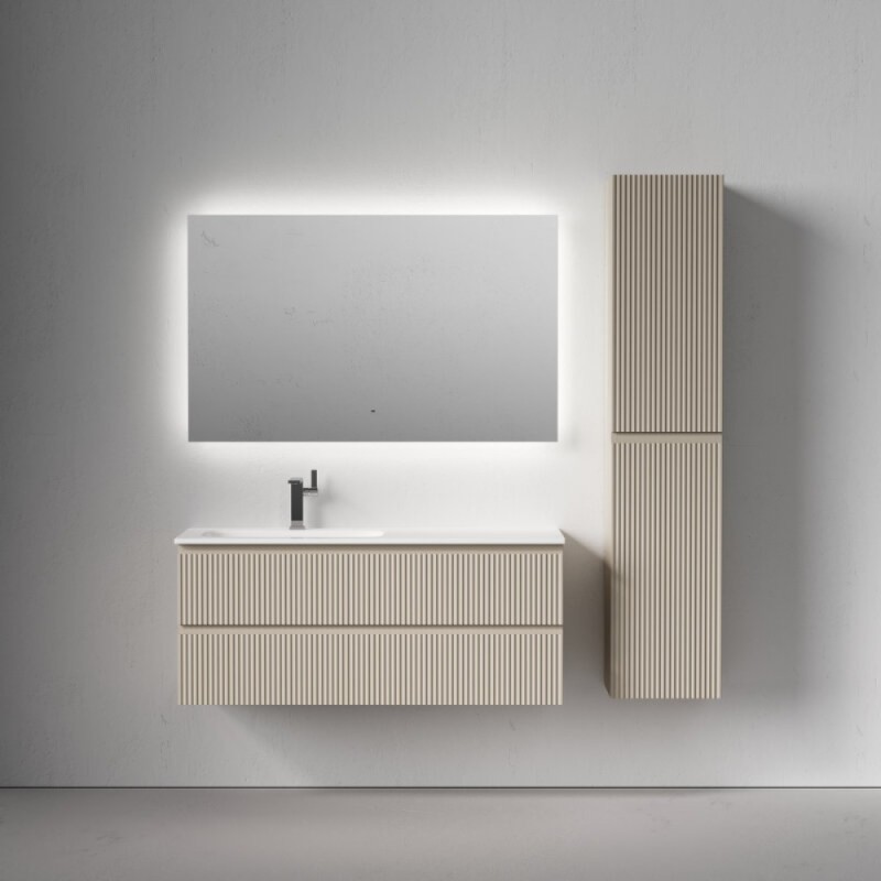 Тумба под раковину Sancos Snob R SNR120LCE, 120 см подвесная, Beige Soft, левая