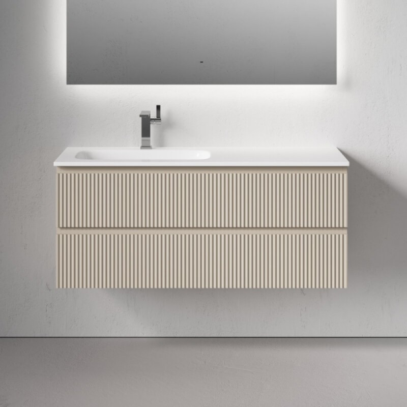 Тумба под раковину Sancos Snob R SNR120LCE, 120 см подвесная, Beige Soft, левая