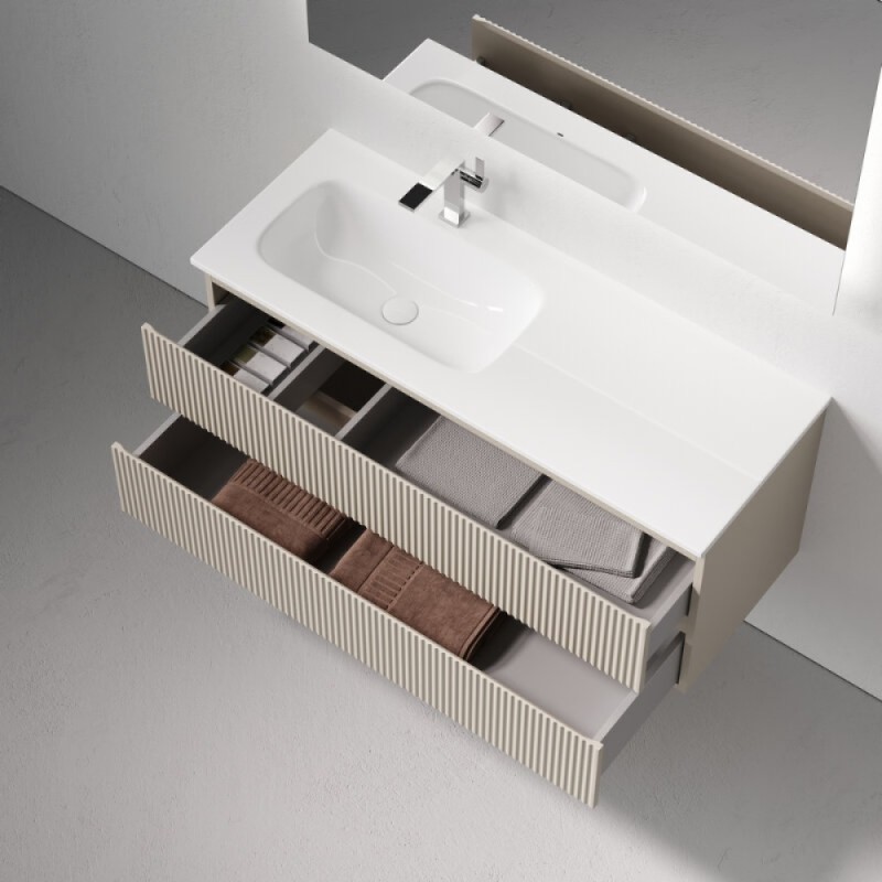 Тумба под раковину Sancos Snob R SNR120LCE, 120 см подвесная, Beige Soft, левая