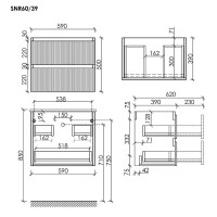Тумба под раковину Sancos Snob R SNR60/39SM, 60 см, подвесная, Doha Soft