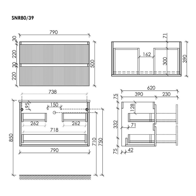 Тумба под раковину Sancos Snob R SNR80/39W, 80 см, подвесная, Bianco