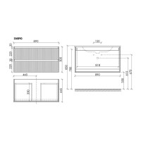 Тумба под раковину Sancos Snob R SNR90SM, 90 см подвесная, Doha Soft