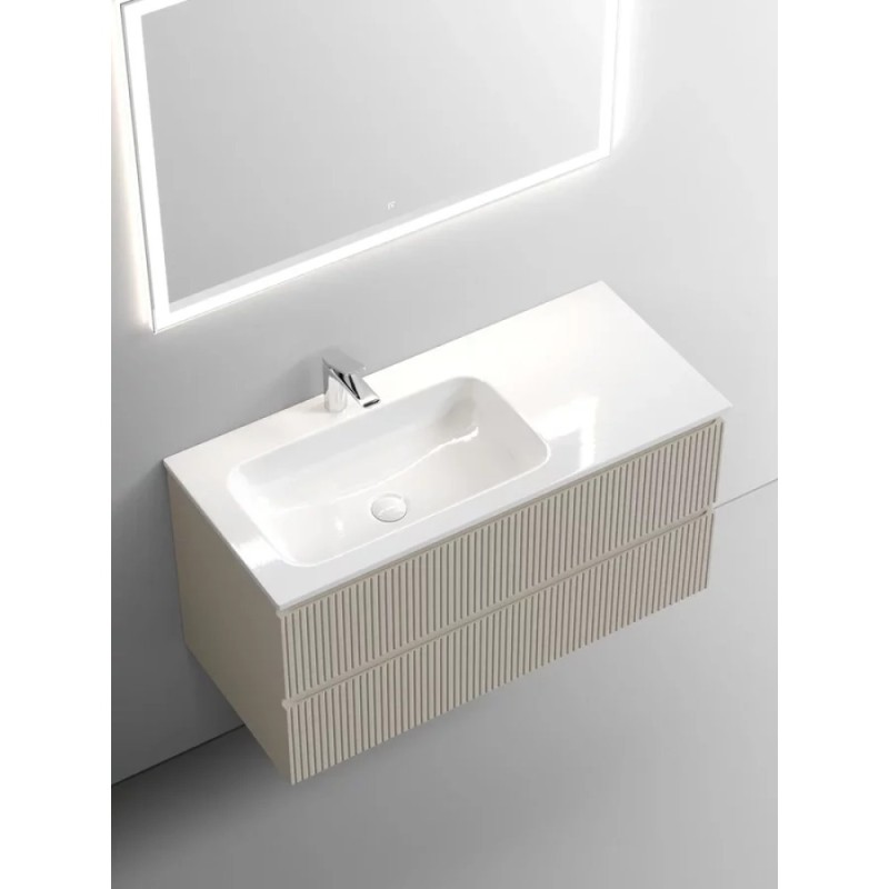 Тумба под раковину Sancos Snob T 100 см подвесная, левая, Beige Soft, SNT100LCE