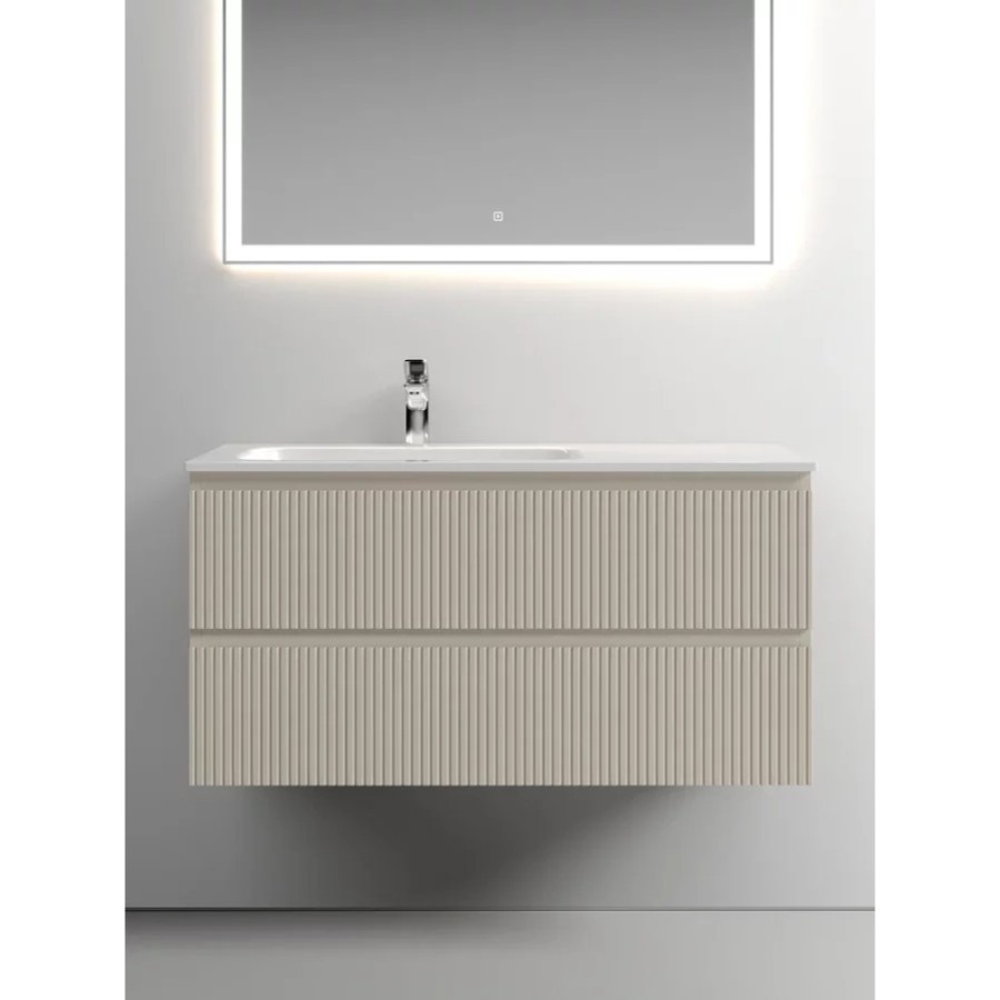 Тумба под раковину Sancos Snob T 100 см подвесная, левая, Beige Soft, SNT100LCE