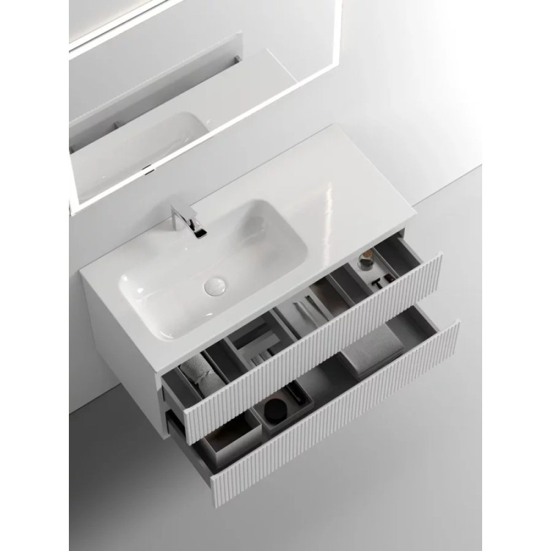 Тумба под раковину Sancos Snob T 100 см подвесная, левая, Bianco, SNT100LW