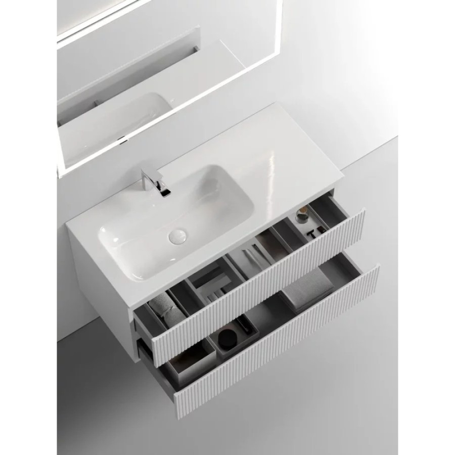 Тумба под раковину Sancos Snob T 100 см подвесная, левая, Bianco, SNT100LW