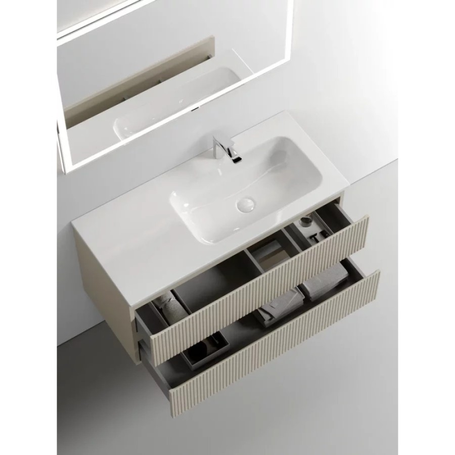 Тумба под раковину Sancos Snob T 100 см подвесная, правая, Beige Soft, SNT100RCE