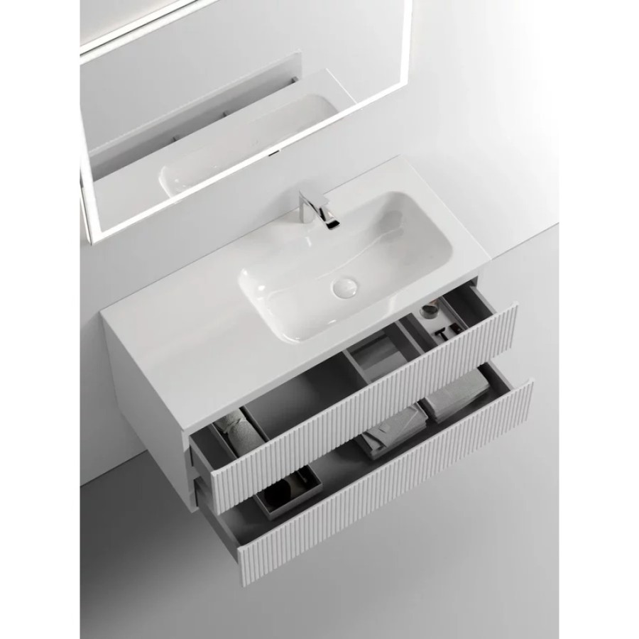 Тумба под раковину Sancos Snob T 100 см подвесная, правая, Bianco, SNT100RW