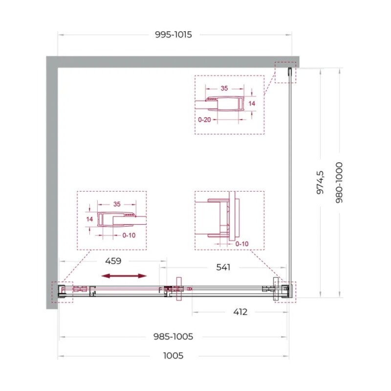 Душевой уголок BelBagno SOFT_CLOSE-1-A-1-100-C-GM, 100 х 100 см, стекло прозрачное, профиль вороненая сталь, gunmetal