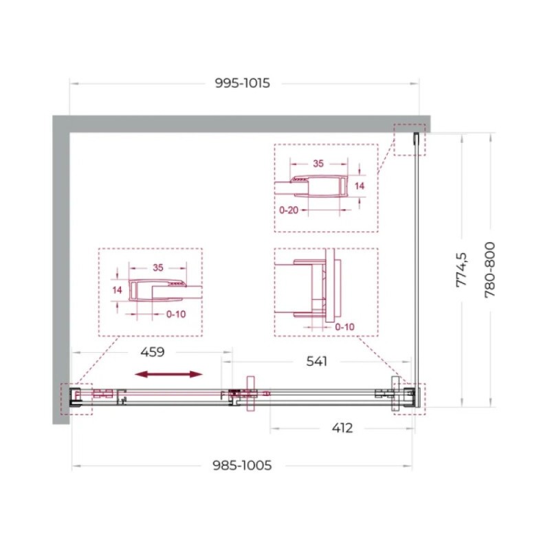 Душевой уголок BelBagno SOFT_CLOSE-1-AH-1-100/80-C-Cr, 100 х 80 см, стекло прозрачное, профиль хром